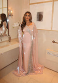 Munira Long Sleeve Organza Drape Sleeve Modest Dress