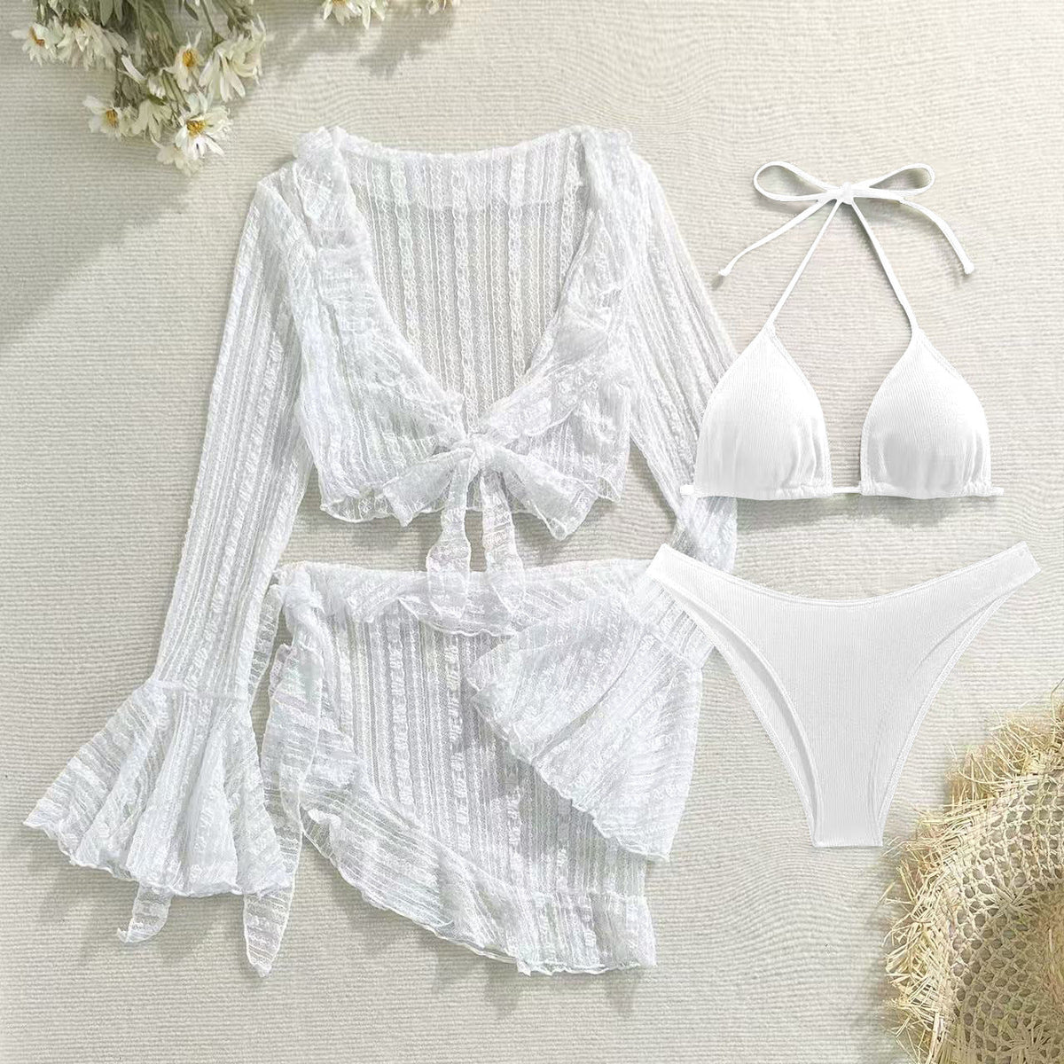 4-Piece Sexy Lace Mesh Bikini Set | ZAKAPOP