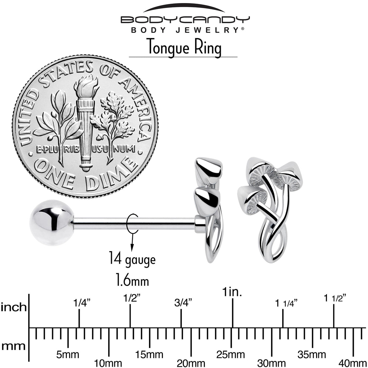 Trippy Mushroom Trio Barbell Tongue Ring