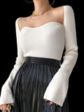 Square Collar Irregular Long Sleeve Woman Sweaters | NCS