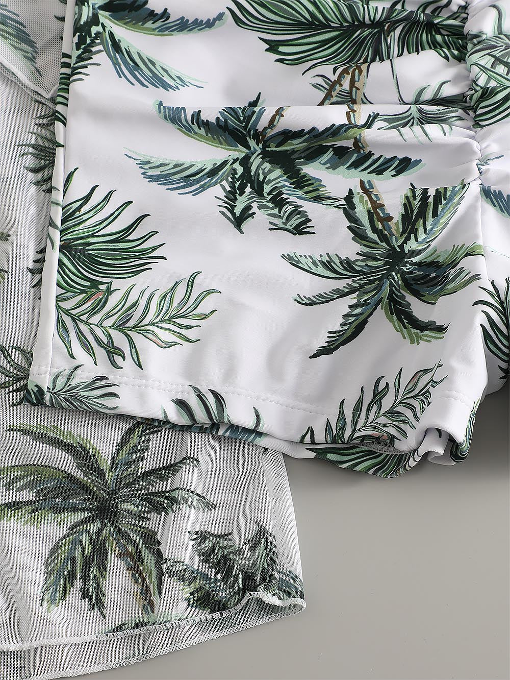 Women's Coconut Tree Print Three-Piece Set Swimsuit with Long-Sleeve Ins Hoodie | ZAKAPOP