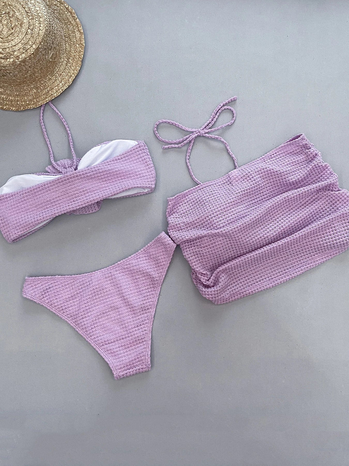 Nealle Crochet Mesh Three Piece swimsuit set