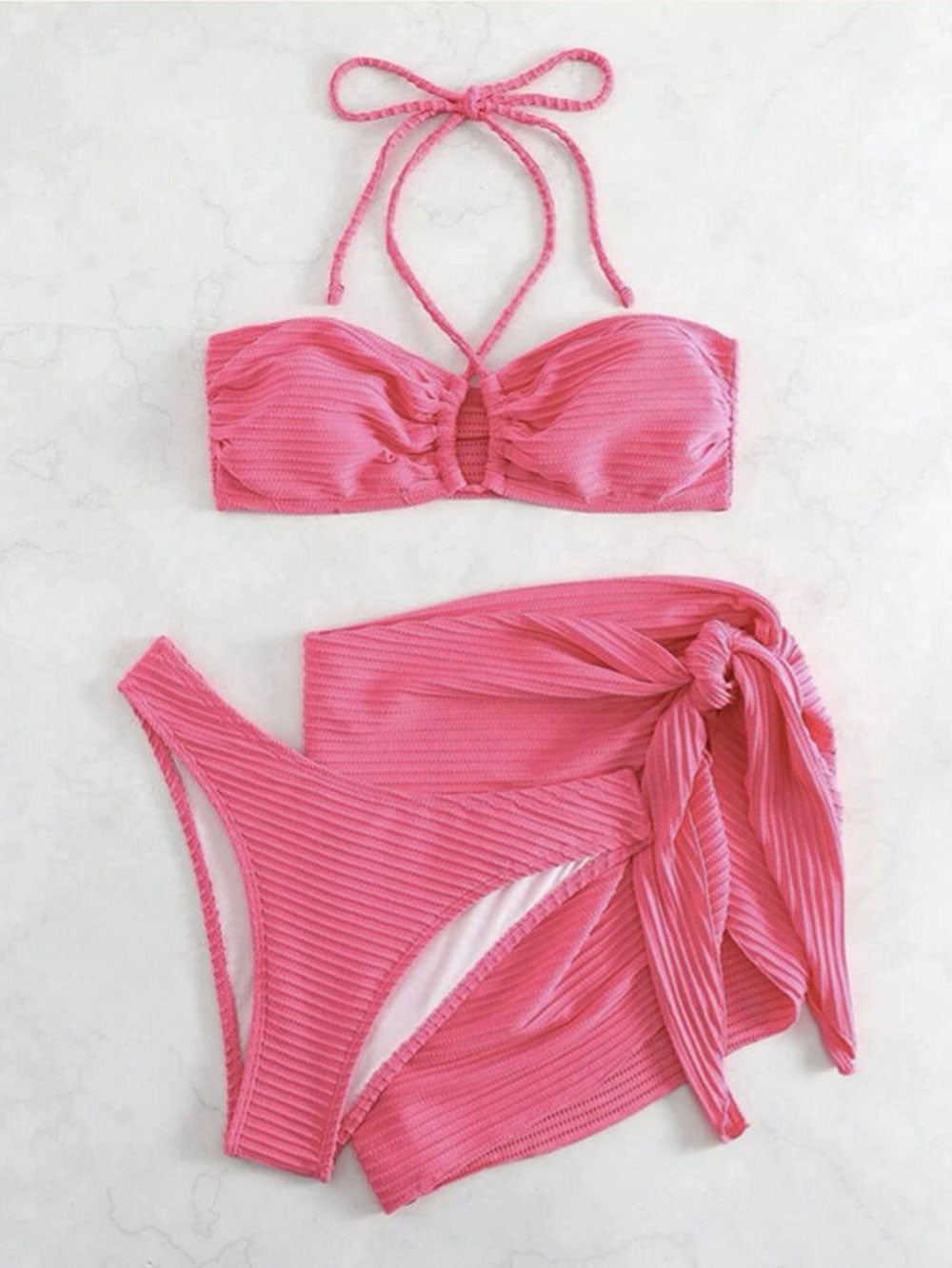 Sexy Halterneck Three-Piece Bikini Set | ZAKAPOP