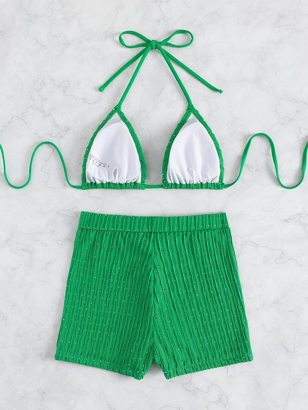 Solid Color Halter Triangle Bikini Swim Suit | ZAKAPOP