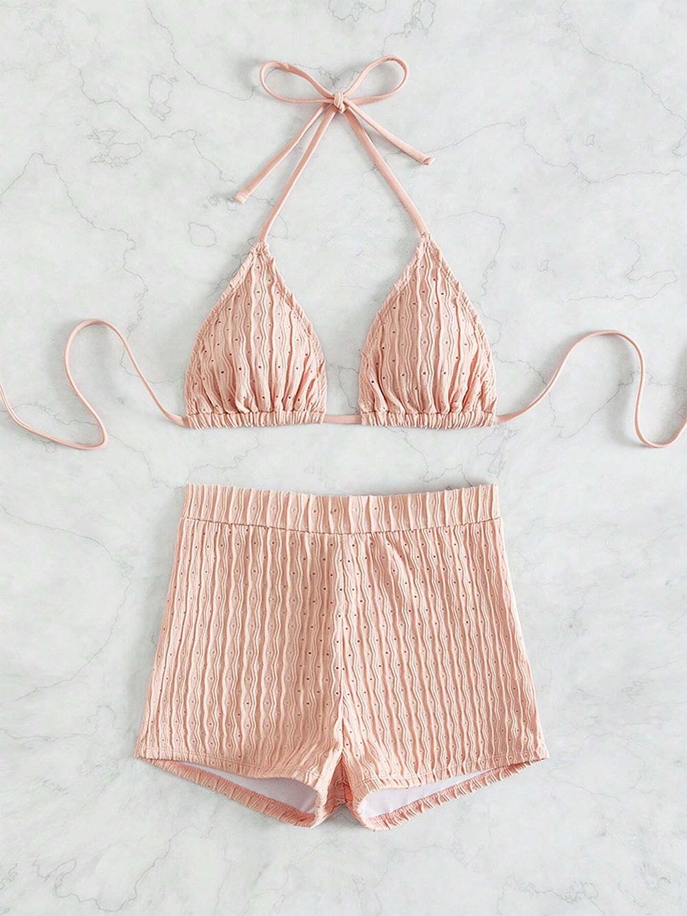 Solid Color Halter Triangle Bikini Swim Suit | ZAKAPOP