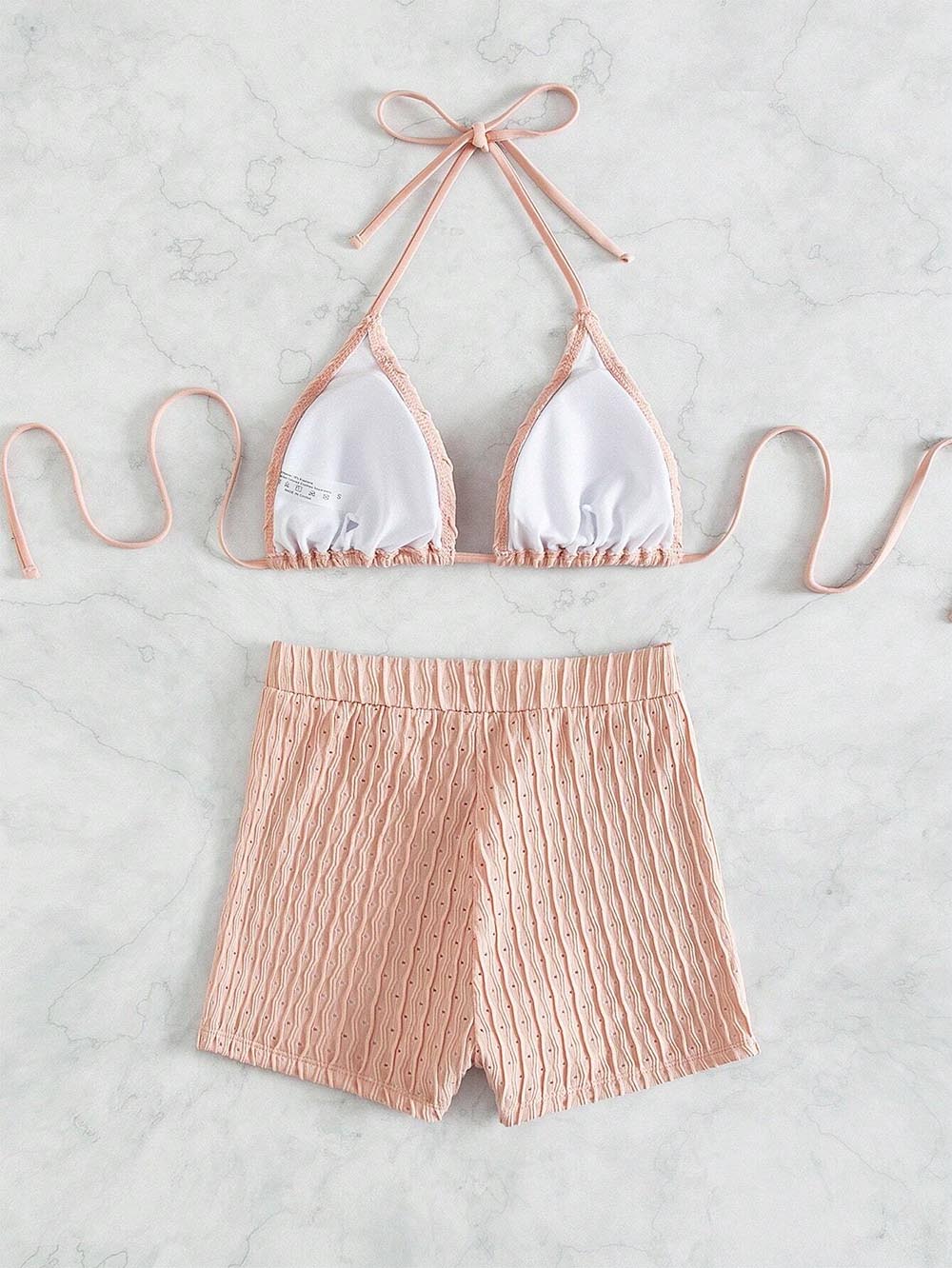 Solid Color Halter Triangle Bikini Swim Suit | ZAKAPOP
