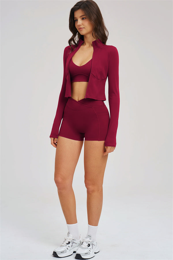 The Sizzle Zip Jacket Sports Bra Shorts 3-Piece Set